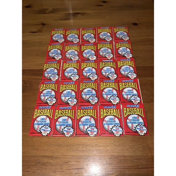 1991 Fleer Baseball Cards Lot of 25 Sealed Unopened Wax Packs! 14ct+sticker - Picture 2 of 4